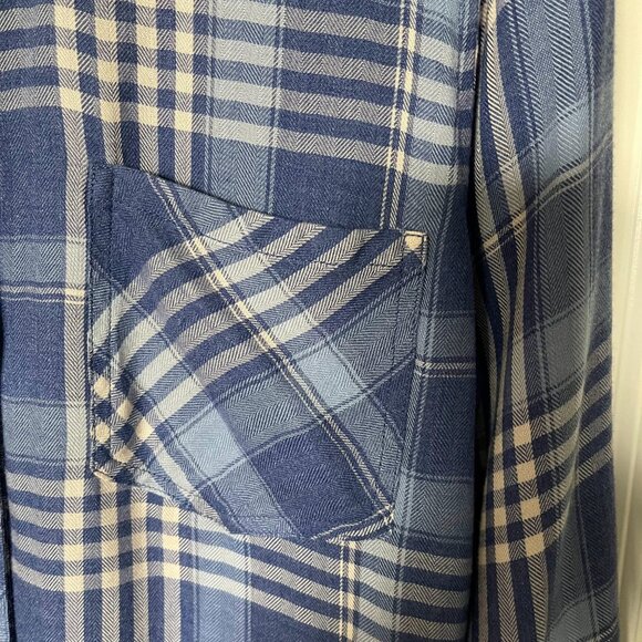 Cosmic Blue Love Women’s Blue and White Plaid Button-Up Shirt – Size S - Picture 6 of 8
